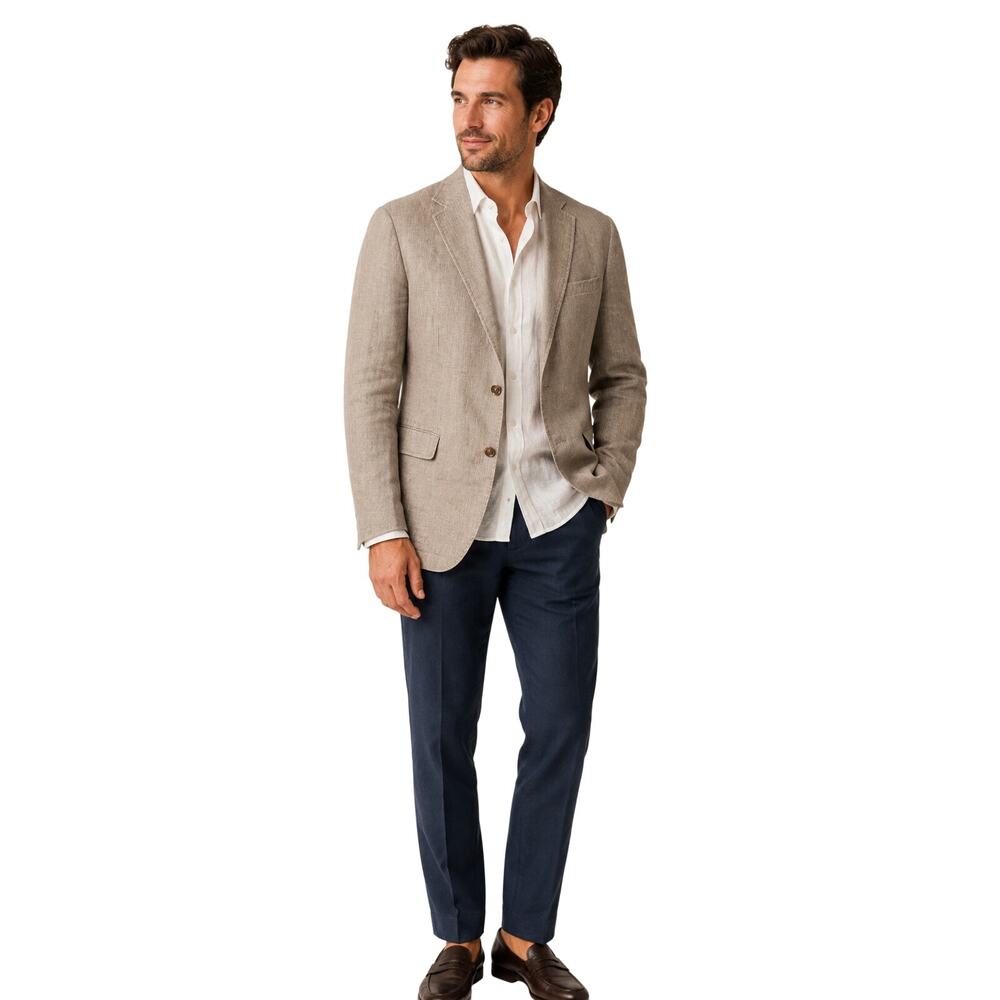 Daniel hechter sz 48 R linen neutral blazer sport coat preppy business casual #
